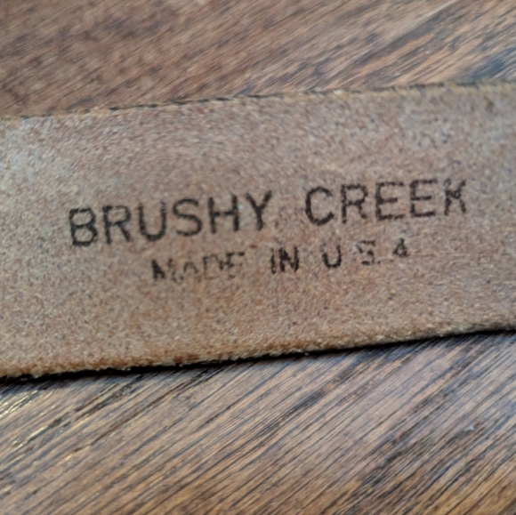 Brushy Creek Embossed Distressed Gray Leather Eagle Belt Sz 32 - Picture 5 of 13